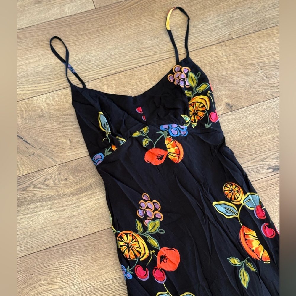 NEW Women’s Astr Black Maxi Dress with Colorful Mixed Fruit Design - Picture 8 of 16